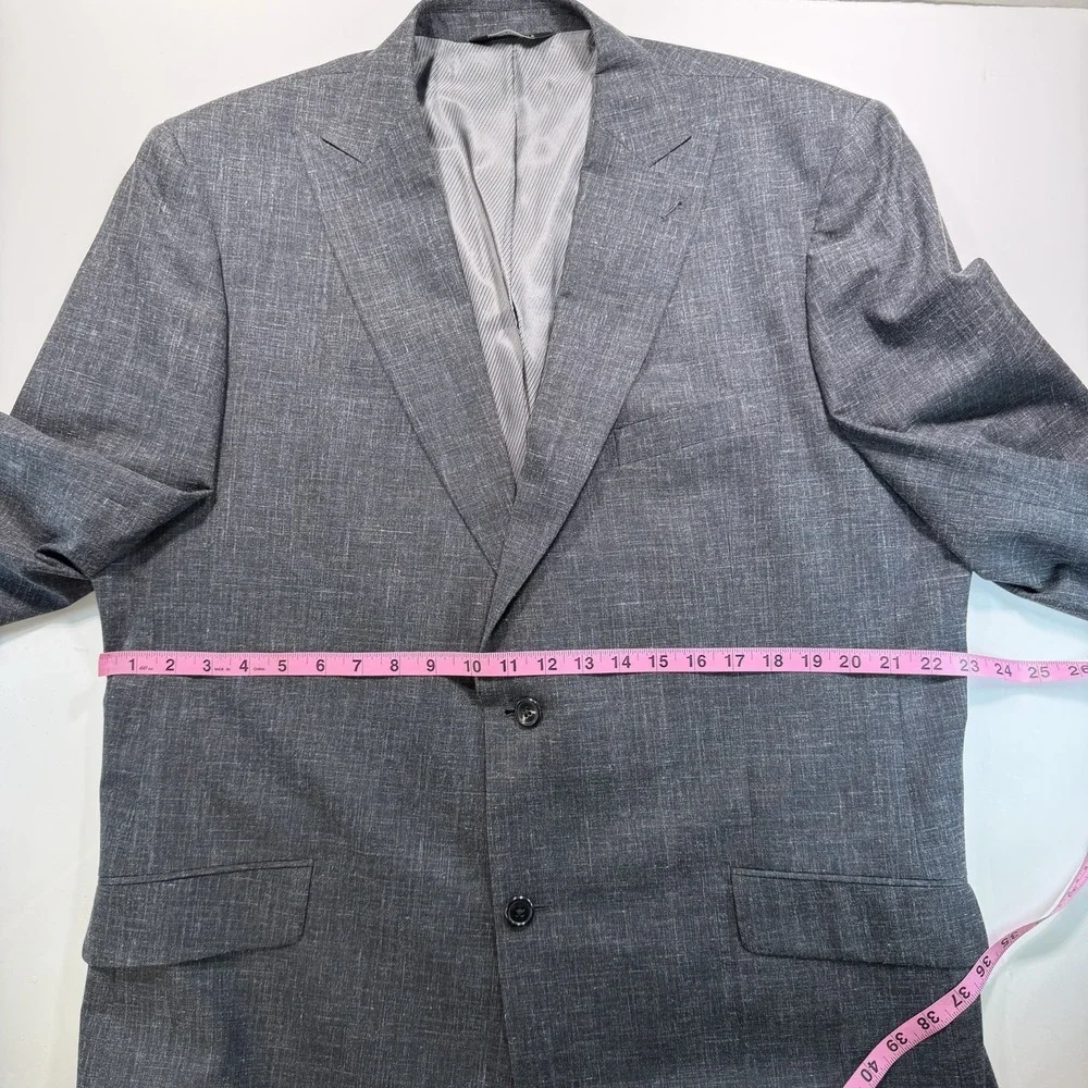 Paul Fredrick Men's Gray Blazer Sport‎ Coat Single Breasted Wool Silk Linen 46L